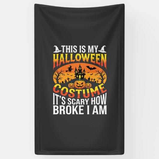 Grappige Gebroken Halloween Kostuum Spookhuis Ontw Spandoek (Verticaal)