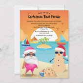 Grappige Gebronsde Kerstman Strand Kerstboot Parad Kaart (Voorkant)