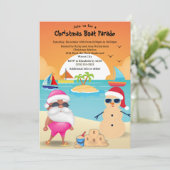 Grappige Gebronsde Kerstman Strand Kerstboot Parad Kaart (Staand voorkant)