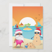 Grappige Gebronsde Kerstman Strand Kerstboot Parad Kaart (Achterkant)
