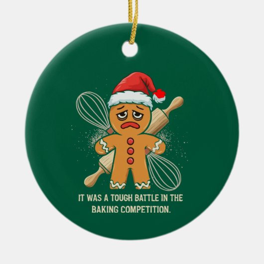 Grappige Gebruine Kabouter "Taai Strijd Bakken Keramisch Ornament (Voorkant)