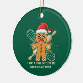 Grappige Gebruine Kabouter "Taai Strijd Bakken Keramisch Ornament (Links)