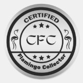 Grappige gecertificeerde Flamingo Collector Zwart Ronde Sticker (Voorkant)