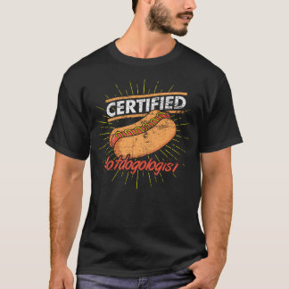 Grappige Gecertificeerde Hotdogoloog Hotdog Worste T-shirt
