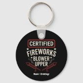 Grappige Gecertificeerde Vuurwerk Blaasmachine 4 j Sleutelhanger (Voorkant)