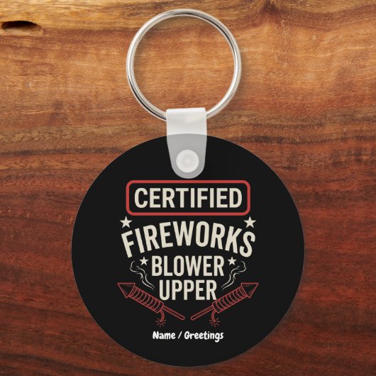 Grappige Gecertificeerde Vuurwerk Blaasmachine 4 j Sleutelhanger (Voorkant)
