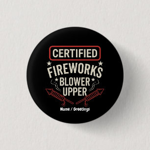 Grappige Gecertificeerde Vuurwerk Opblaaskous 4 ju Ronde Button 3,2 Cm