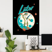 Grappige Gecko Later Uitstel Humor Poster (Thuiskantoor)