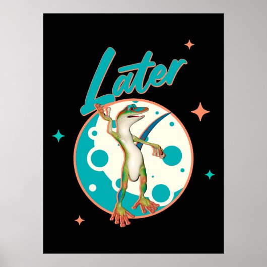 Grappige Gecko Later Uitstel Humor Poster (Voorkant)