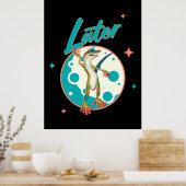 Grappige Gecko Later Uitstel Humor Poster (Keuken)