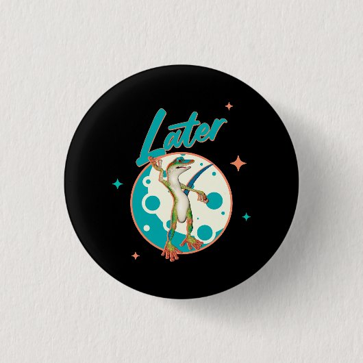 Grappige Gecko Later Uitstel Humor Ronde Button 3,2 Cm (Voorkant)