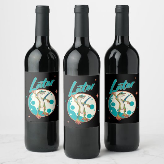 Grappige Gecko later Wijn Etiket (Flessen)