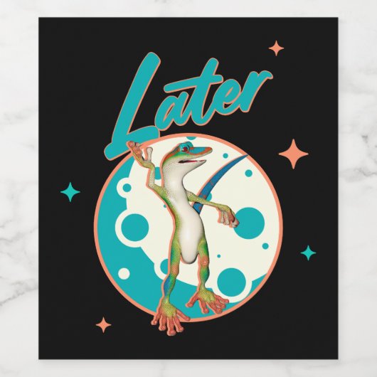 Grappige Gecko later Wijn Etiket (Enkel label)