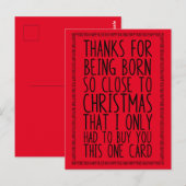 Grappige gecombineerde verjaardag december en Kers Briefkaart (Voorkant / Achterkant)