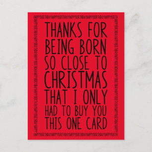 Grappige gecombineerde verjaardag en Kerstmis in d Briefkaart