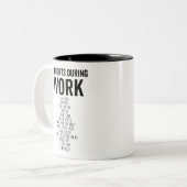 Grappige gedachten van collega's tijdens het werk tweekleurige koffiemok (Voorkant links)
