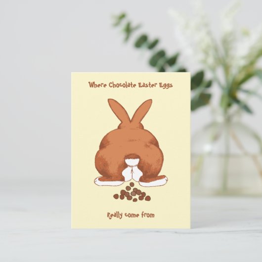 Grappige gedraaide paashaas © Sandy Long Feestdagenkaart (Staand voorkant)