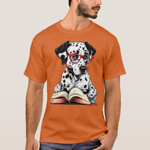 Grappige Geek Dalmatische Hond Lezen Een Boek T-shirt