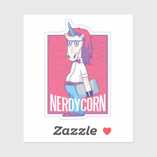 Grappige Geek Nerdycorn Nerd Eenhoorn Man Sticker (Vel)