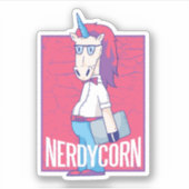 Grappige Geek Nerdycorn Nerd Eenhoorn Man Sticker (Voorkant)