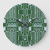 Grappige Geeky Nerd Computer Printplaat Patroon Grote Klok (Voorkant)