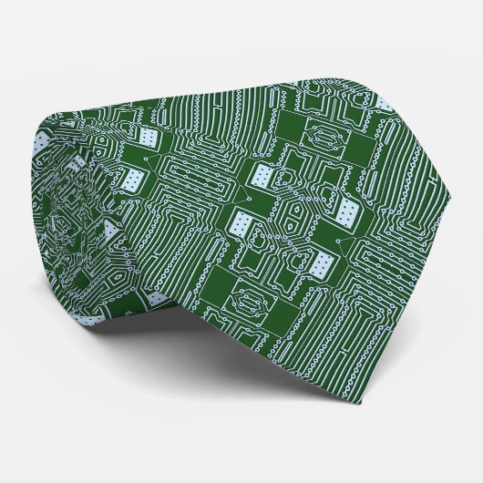 Grappige Geeky Nerd Computer Printplaat Patroon Stropdas (Opgerold)