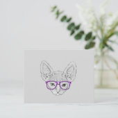Grappige Geeky Nerdy Sphynx met Vastgebonden Briefkaart (Staand voorkant)