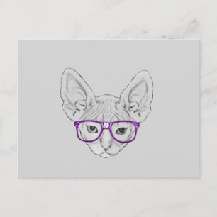 Grappige Geeky Nerdy Sphynx met Vastgebonden Briefkaart