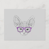 Grappige Geeky Nerdy Sphynx met Vastgebonden Briefkaart (Voorkant)