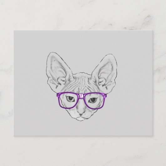Grappige Geeky Nerdy Sphynx met Vastgebonden Briefkaart (Voorkant)