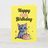 Grappige Geel en Zwarte Kat Man 60e Verjaardag Kaart (Voorkant)