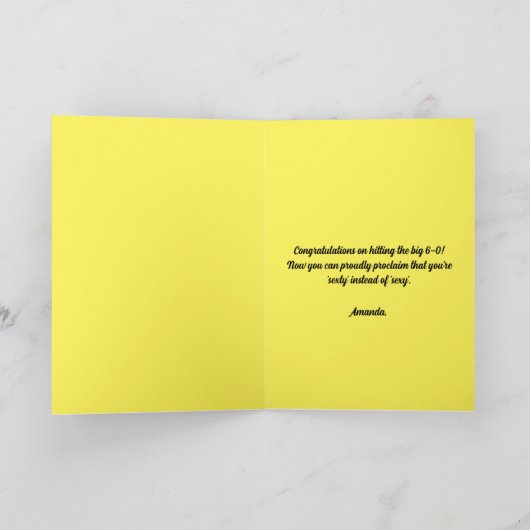Grappige Geel en Zwarte Kat Man 60e Verjaardag Kaart (Binnen)