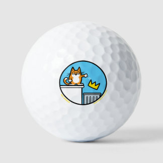 Grappige Geen Koningen Kat Cartoon op Golfballen