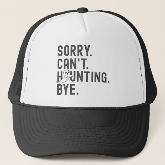 Grappige geest achtervolgen retro Halloween Trucker Pet (Voorkant)