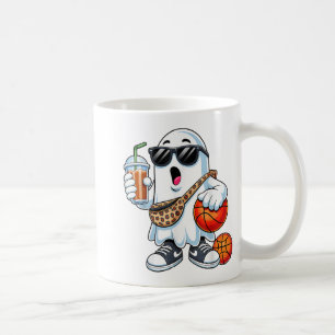 Grappige Geest Basketbal Boo Koffie Halloween Here Koffiemok