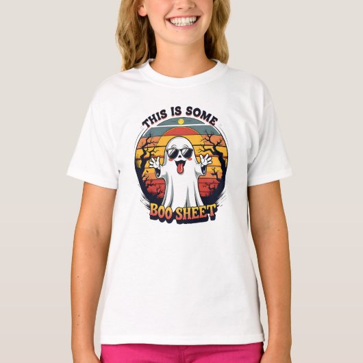 Grappige Geest “Boo Sheet” Halloween T-shirt (Voorkant)