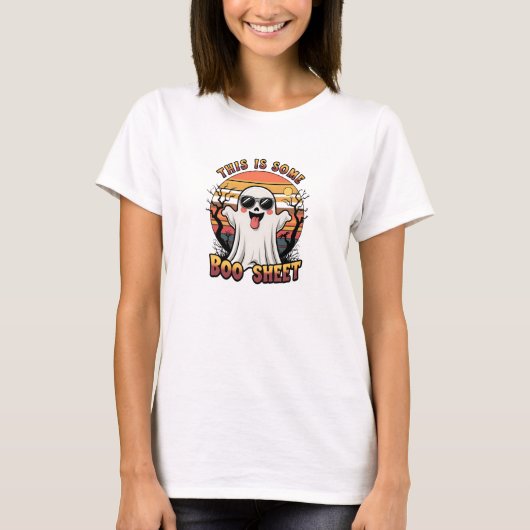 Grappige Geest “Boo Sheet” Halloween T-shirt (Voorkant)