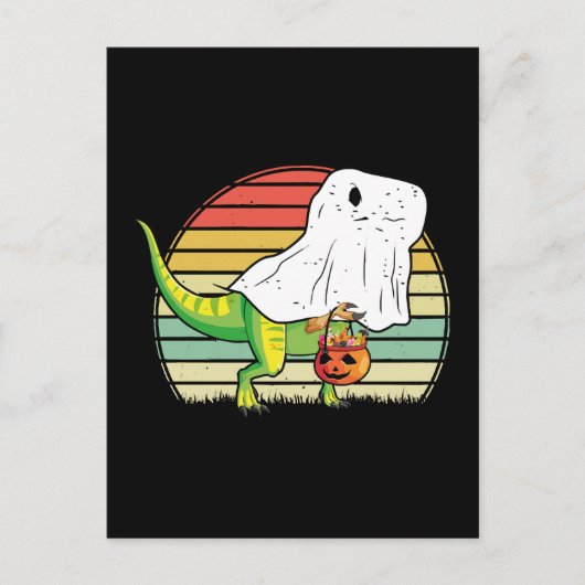 Grappige Geest Dinosaurus Halloween Briefkaart (Voorkant)