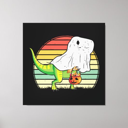 Grappige Geest Dinosaurus Halloween Canvas Afdruk (Voorkant)