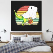 Grappige Geest Dinosaurus Halloween Canvas Afdruk (Insitu (Slaapkamer))
