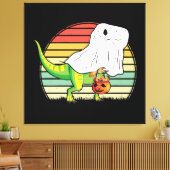 Grappige Geest Dinosaurus Halloween Canvas Afdruk (Insitu (Woonkamer))