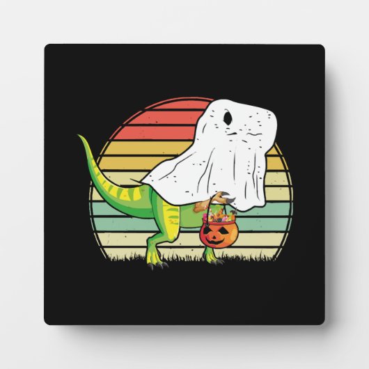 Grappige Geest Dinosaurus Halloween Fotoplaat (Voorkant)