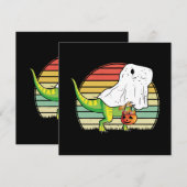 Grappige Geest Dinosaurus Halloween Kaart (Voorkant / Achterkant)
