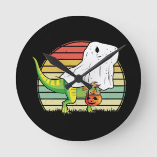 Grappige Geest Dinosaurus Halloween Ronde Klok