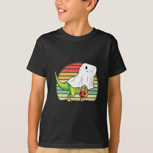 Grappige Geest Dinosaurus Halloween T-shirt (Voorkant)