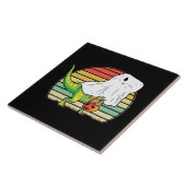 Grappige Geest Dinosaurus Halloween Tegeltje (Zijkant)