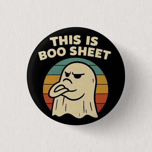Grappige Geest "Dit Is Boo Blad" Retro Halloween Ronde Button 3,2 Cm (Voorkant)