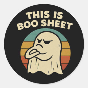 Grappige Geest "Dit Is Boo Blad" Retro Halloween Ronde Sticker