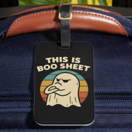 Grappige geest "Dit is Boo Sheet" Retro Halloween Bagagelabel