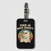 Grappige geest "Dit is Boo Sheet" Retro Halloween Bagagelabel (Voorkant (verticaal))